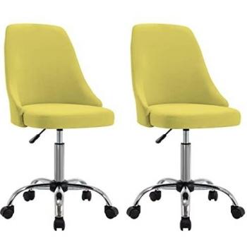 vidaXL 2x Sillas de Oficina Giratorias Asiento Mobiliario Muebles Cocina Salón Sala de Estar Escritorio Respaldo Decoración Tela Gris Amarillo