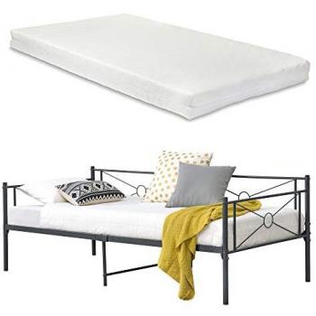 Cama Simple Alvesta con Colchón de Espuma Fría y Somier 90 x 200 cm - Gris Oscuro Mate