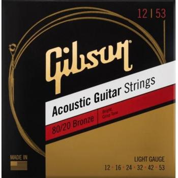 Gibson 80/20 Bronze Light Acoustic Guitar Strings 12-53