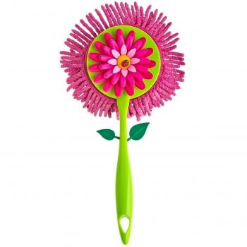 VIGAR Flower Power Plumero Redondo Color Rosa, Material: Polipropileno, Goma y Microfibra, Mediano