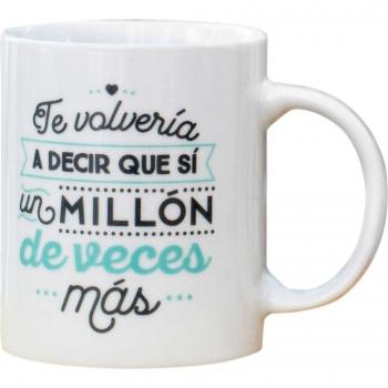Mr. Wonderful - Taza Te volvería a decir que sí un millón de veces más, 300 ml, color blanco y gris