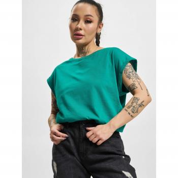Urban Classics Ladies Extended Shoulder Tee T-Shirt - Fresh Green, XS, Basic Capsleeves, Shortsleeve, Crew Neck