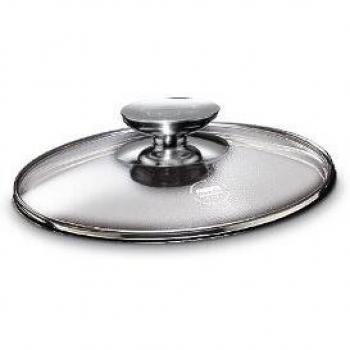 Tapa de vidrio especial Berndes 20 cm con borde de acero inoxidable y diseño bombato