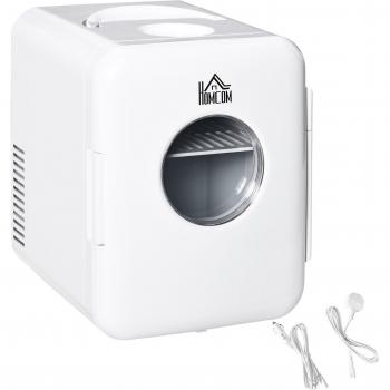 Mini Frigorífico Portátil 4L Nevera Eléctrica Pequeña 12V con Función de Calentamiento y Enfriamiento, Puerta Reversible, 2 Estantes Desmontables,