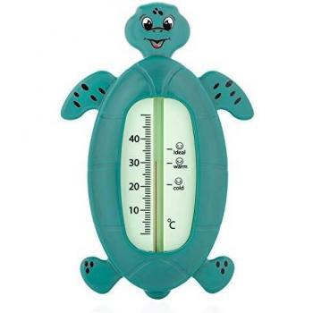 Termómetro de baño tortuga verde, seguro para niños, con funciones de termómetro e higrómetro
