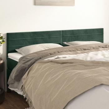 Cabeceros de terciopelo verde oscuro (2 unidades) 80x5x78/88 cm