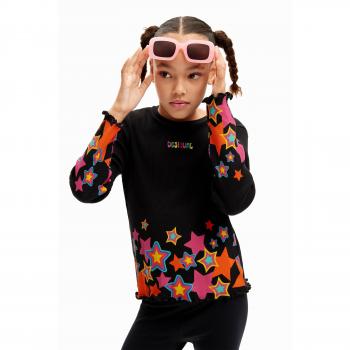Camiseta de manga larga para niña Desigual con estrellas en los bajos, modelo Chantal