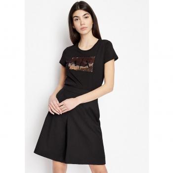 Armani Exchange - Camiseta de mujer con logo de lentejuelas