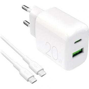 Kit Cargador de Pared Puro Pro Lite 20W con Cable USB-A a USB-C 1,2m Blanco
