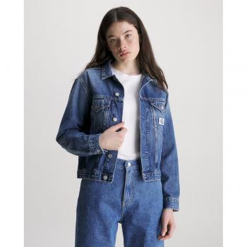 Calvin Klein Women's Light Blue Denim Jacket with Logo, Size L