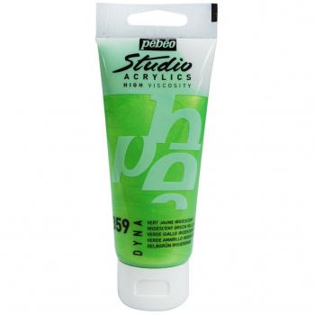Pintura Acrílica Iridiscente Tubo 100 ml Verde Amarillo Pebeo
