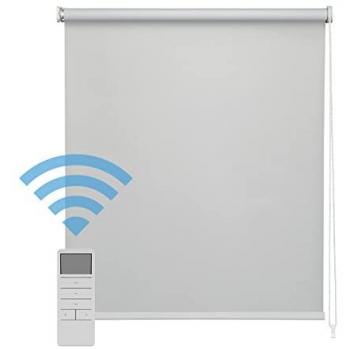 Estor Enrollable Blackout Motorizado a Batería Opaco Gris 90x250cm