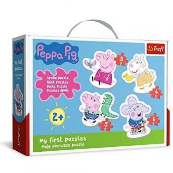 Trefl-Los encantadores, Peppa Pig Von 3 bis 6 Teilen, 4 Sets, Baby Classic, für Kinder AB 2 Jahren Puzzle, Color Coloreado