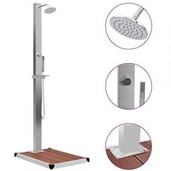 Ducha de jardín con panel de acero inoxidable WPC