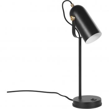 Lámpara de mesa de metal negra 48 cm con foco ajustable estilo industrial Tyria, y Lámpara de mesa de metal negro dorado blanco 26 cm