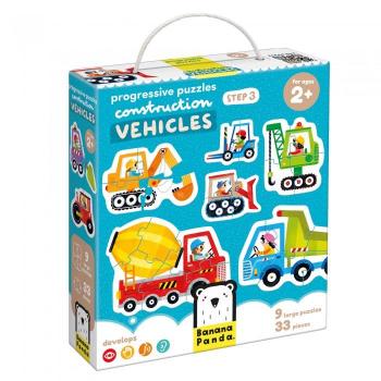 Puzzle Progresivo de Vehículos de Construcción 9 Piezas +2 Años Banana Panda