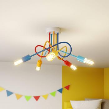 Plafón Oxford Multicolor 5 luces Helam Lighting Semi Empotrado 50cm