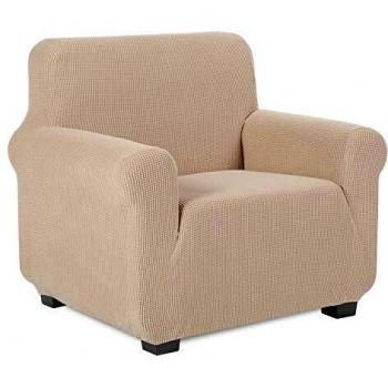 TIANSHU Funda de sillón,Material Jacquard poliéster y Elastano Fundas de sofá Suaves Resistentes（Funda de sillón，Arena ）