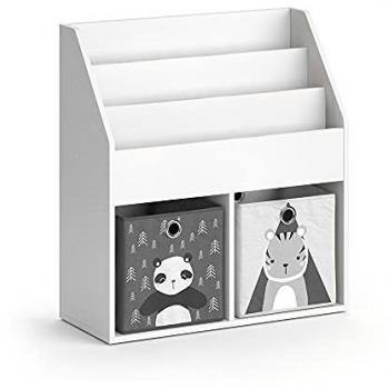 Estantería Infantil Luigi, Blanco, 72 x 79 cm con 2 Cajas Plegables