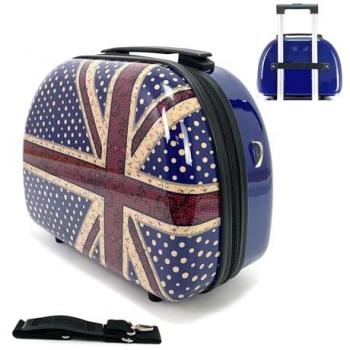 Neceser de Viaje para Equipaje de Mano, Apto para Ryanair y Vueling, Estampado de Inglaterra (Azul)