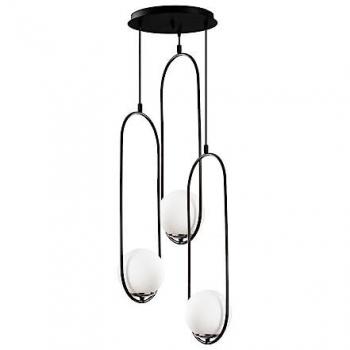 Lámpara Colgante Redonda de Cristal Modelo 7 con 3 Luces y Iluminación LED Interior