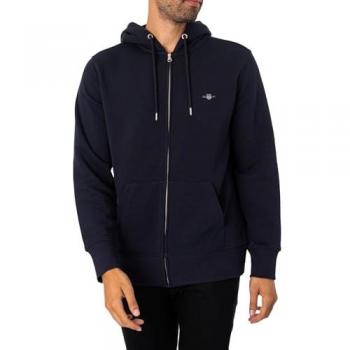 Chaqueta de chándal GANT para hombre - REGULAR SHIELD CON CAPUCHA, mezcla de algodón con logotipo bordado en el pecho