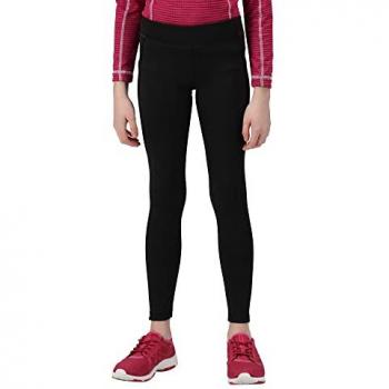 Regatta Kids Barlia Winter Leggings, Black, Size: 5-6 Years, Durable, Wicking, Reflective