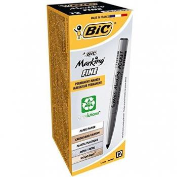 BIC Marcador Permanente Marking Pocket 1445 Punta Cónica Negro - Caja 12u