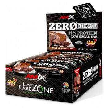 Amix Zero Hero Protein Bar Coco Chocolate 15x65g - Barrita proteica, sabor coco chocolate, presentación de 15 unidades de 65 gramos cada una