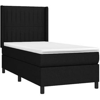 Cama box spring con colchón tela negro 90x190 cm