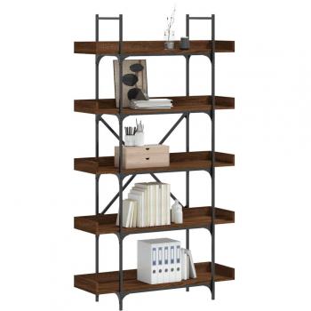 vidaXL 5-Tier Bookcase - Brown Oak, 100x33x180.5 cm, Engineered Wood