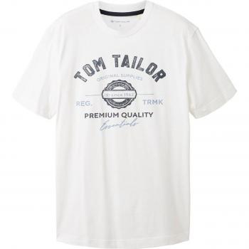 Camiseta de Hombre Tom Tailor con Logo en Color Blanco, Talla XXL