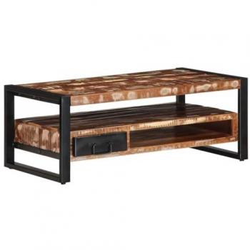 Mesa de Centro Multicolor 90x50x36 cm Madera Maciza Reciclada