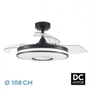 Ventilador de Techo DC 72W Dani Negro con 3 Aspas y Control Remoto