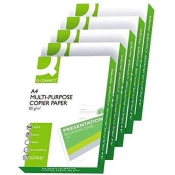 Papel fotocopiadora q-connect din A4 80 gramos - Caja de 2500 hojas.