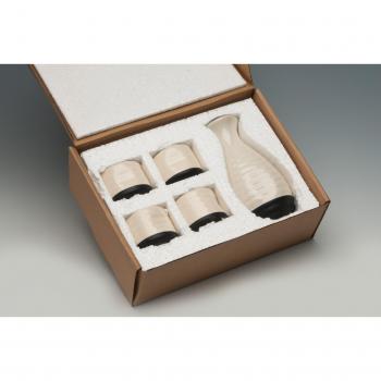 Sake Set Yokohama, blanco color, 5 piezas, cerámica, ideal para sake japonés