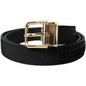 Dolce & Gabbana Black Gros Grain Gold Metal Buckle Belt Men - 90 cm / 36 Inches