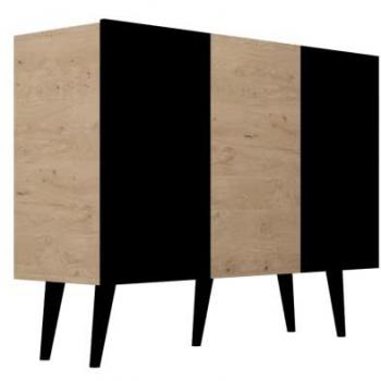 Cómoda 3 puertas Toronto estratificada negro y beige con montaje fácil