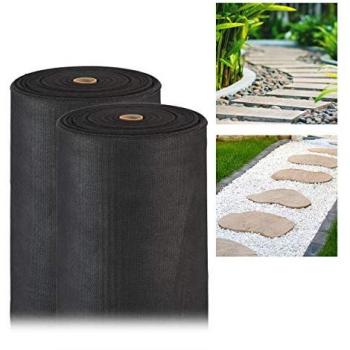 Mallas Antihierbas 150 g/m² Permeables y Resistentes a Rayos UV, Polipropileno, 50 m c/u, Color Negro (Pack de 2)