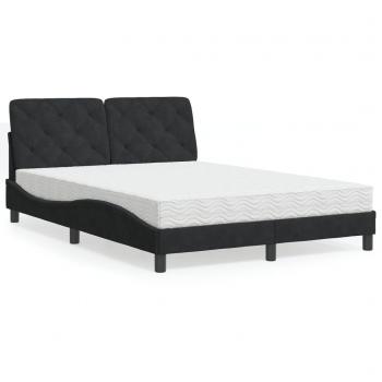 Cama con colchón de terciopelo negro 140x200 cm Vidaxl