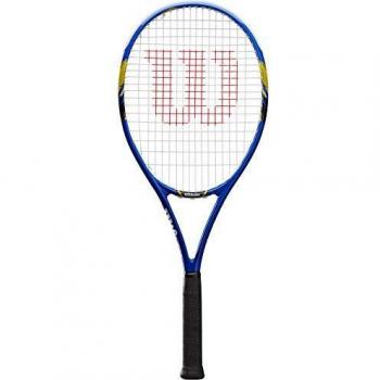 Wilson Raqueta de Tenis, US Open, Unisex, Principiantes y Jugadores intermedios, Negro/Blanco/Azul, Tamaño de empuñadura L3
