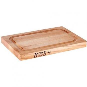 Maple Wood Cutting Board with Juice Groove, 31 x 21 cm, Reversible Edge Grain
