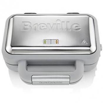 Gofrera Breville DuraCeramic VST072X - Wafflera de 850W con placas extraíbles y antiadherentes, color plata