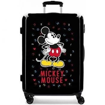 Maleta mediana Mickey letras rígida 68cm negra