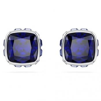 Swarovski September Birthstone Blue Square Cut Rhodium Plated Stud Earrings 5660803