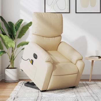 Silla de masaje eléctrica reclinable elevable tela crema Vidaxl