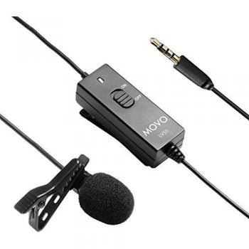 Movo LV10 Micrófono TRRS de Solapa Corbata Condensador Omnidireccional con Clip Alimentado por Baterías para Apple iPhone, iPad, iPod y Smartphones Samsung Galaxy, Cámaras, Videocámaras, Grabadoras