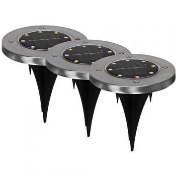 Set de 3 lámparas LED solares redondas con estaca
