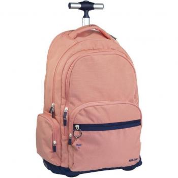 Mochila con Ruedas MILAN Serie 1918, Rosa, 6 Cremalleras, Capacidad 25L, Dimensiones 54x37x26cm