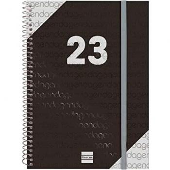 Finocam - Agenda 2023 Espiral Year Semana Vista Horizontal Enegro 2023 - Diciembre 2023 (12 meses) Negro